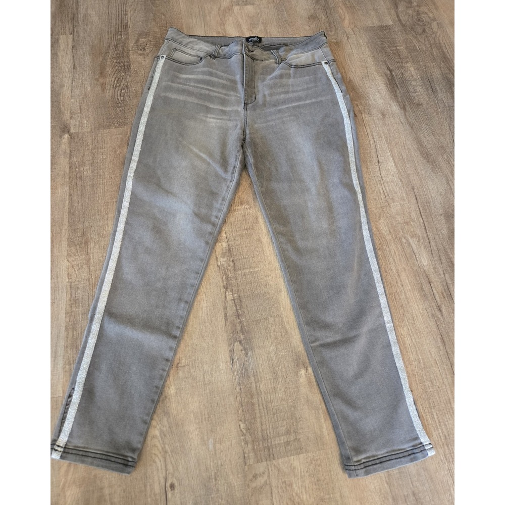 Mod X Grey Silver Stripe Skinny Jeans Size 16